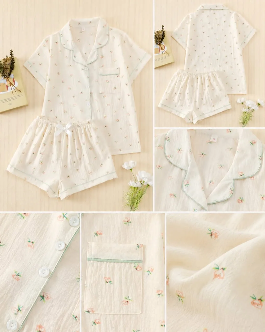 Garden Sprig Short Pajama Set supporting view