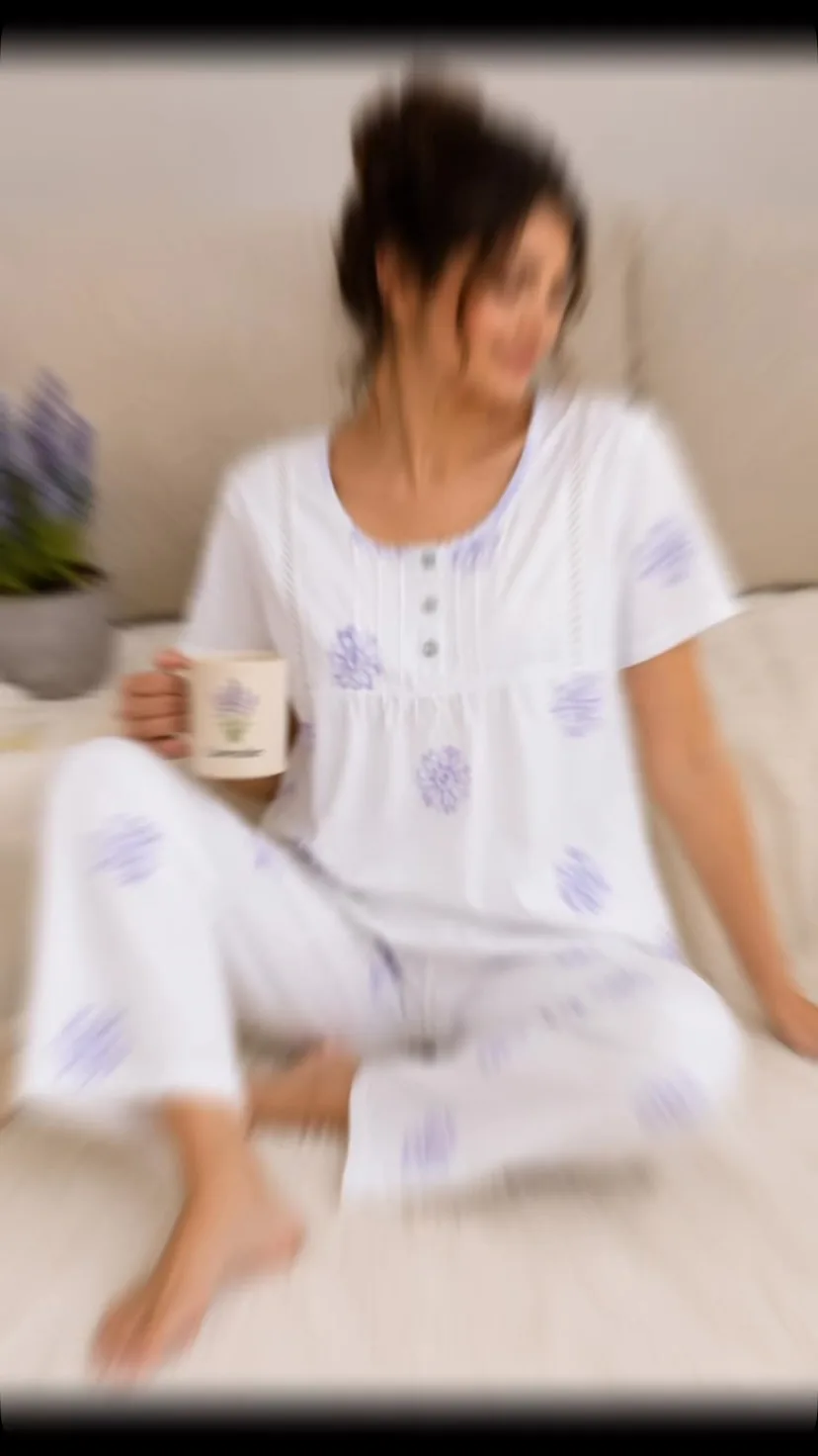 Lavender Bloom Babydoll Pajama Set supporting view