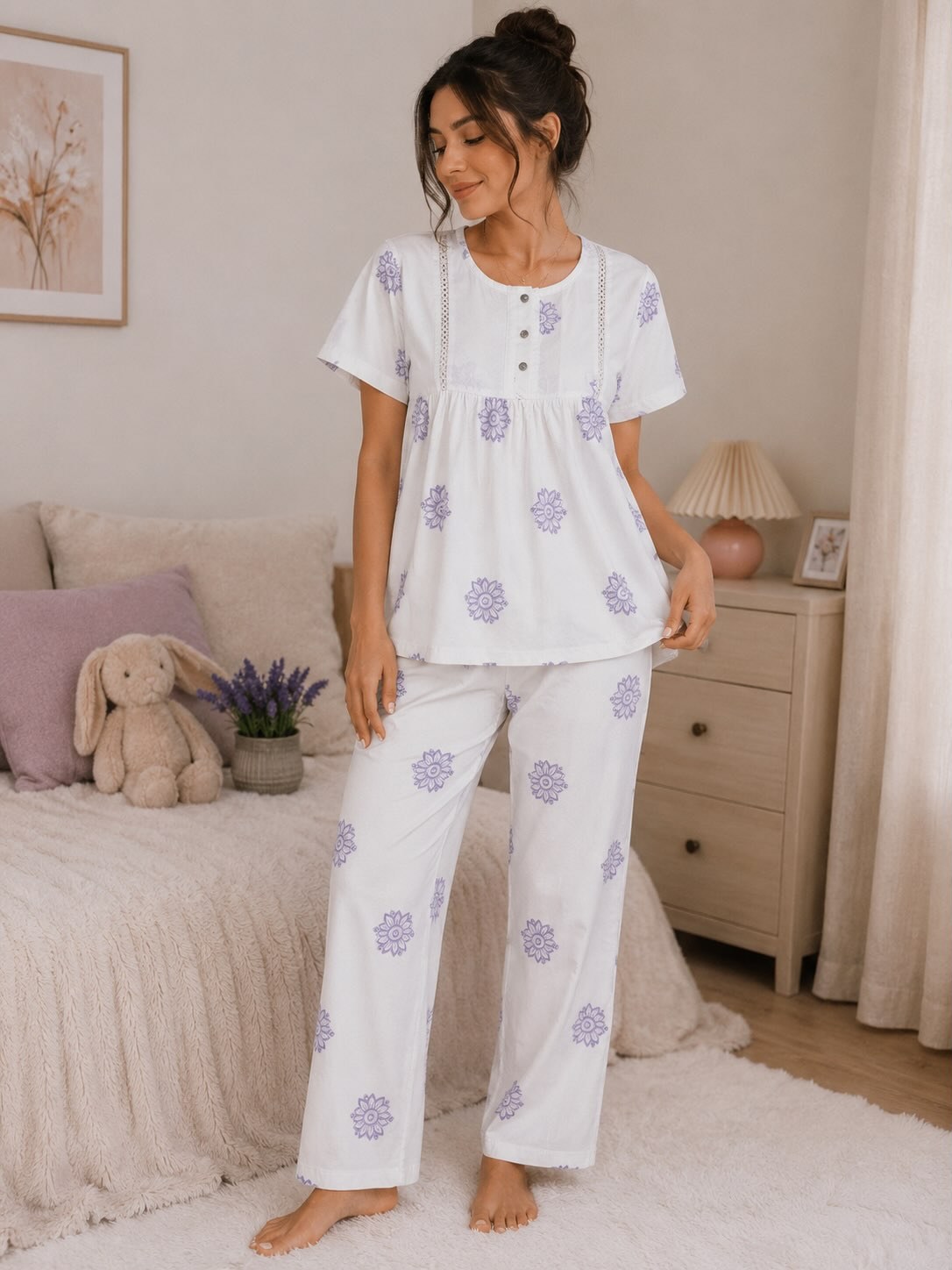 Lavender Bloom Babydoll Pajama Set